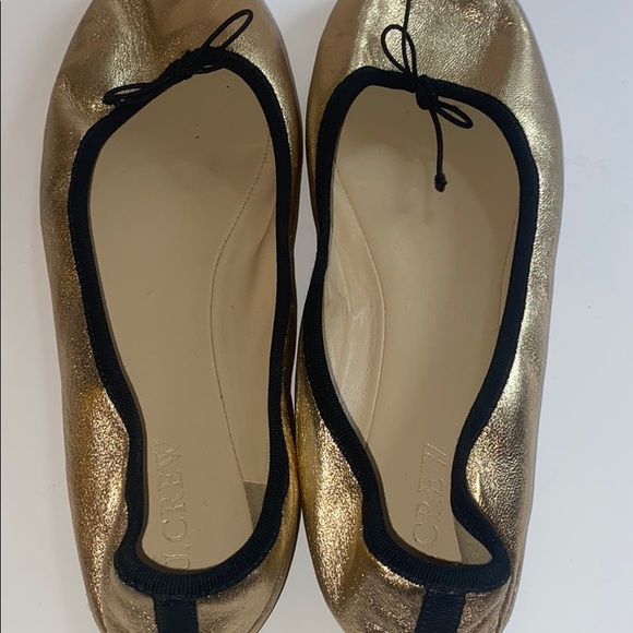 J. Crew Ballerina Flats Goldtone Size 7.5 - Picture 6 of 7